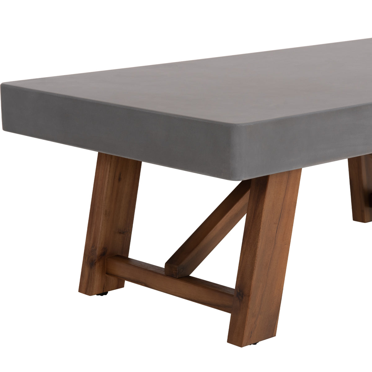 Outdoor Coffee Table Maeve Hm6595.01 Grey Fiber Cement Top--acacia Wood Legs 130x70x46hcm