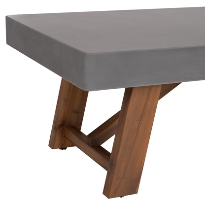 Outdoor Coffee Table Maeve Hm6595.01 Grey Fiber Cement Top--acacia Wood Legs 130x70x46hcm