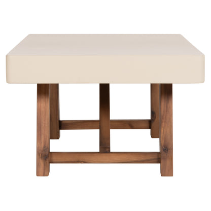 Outdoor Coffee Table Maeve Hm6595.02 Beige Fiber Cement Top--acacia Wood Legs 130x70x46hcm