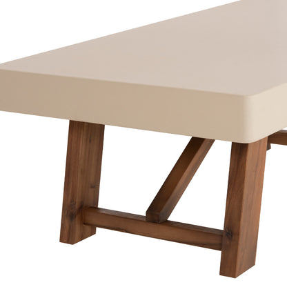 Outdoor Coffee Table Maeve Hm6595.02 Beige Fiber Cement Top--acacia Wood Legs 130x70x46hcm