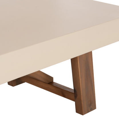 Outdoor Coffee Table Maeve Hm6595.02 Beige Fiber Cement Top--acacia Wood Legs 130x70x46hcm