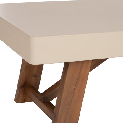 Outdoor Coffee Table Maeve Hm6595.02 Beige Fiber Cement Top--acacia Wood Legs 130x70x46hcm