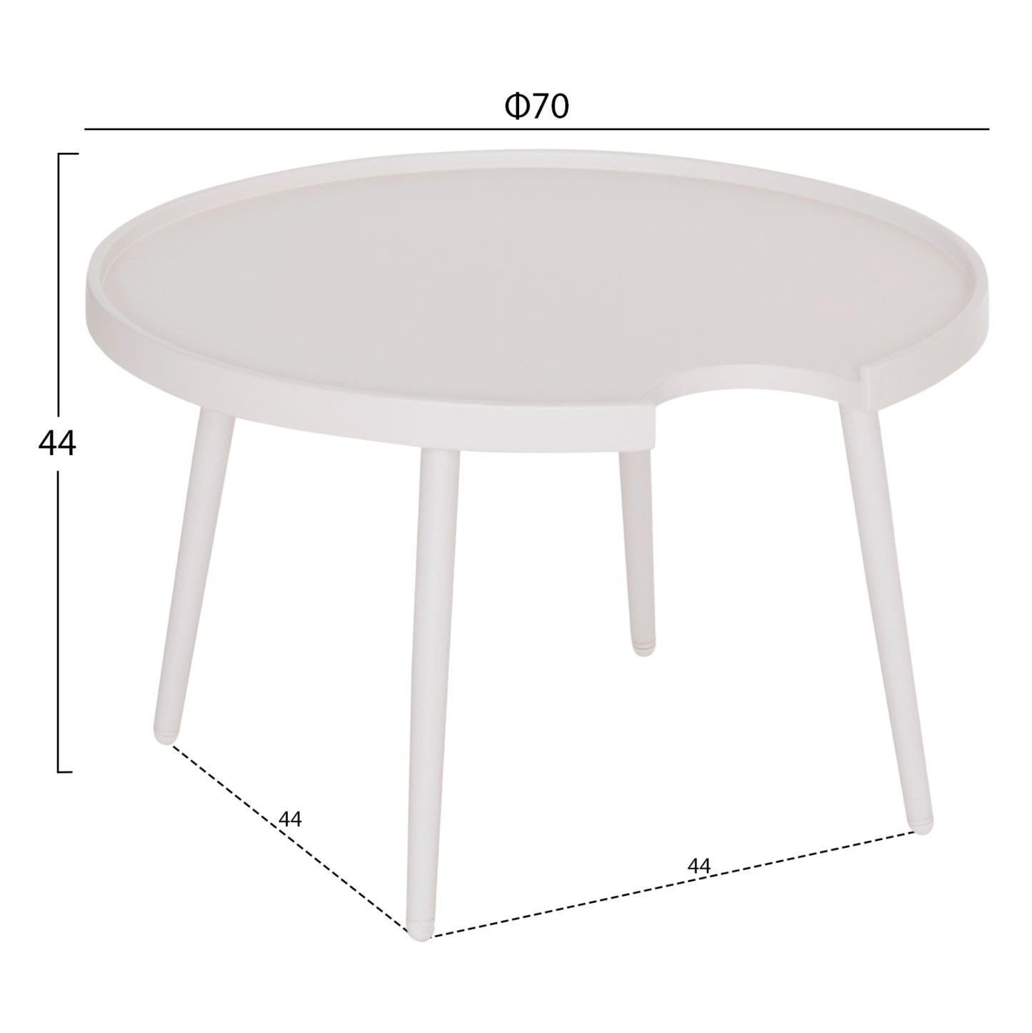 Outdoor Round Coffee Table Teroc Hm6434.02 Aluminum In White Φ70x44hcm