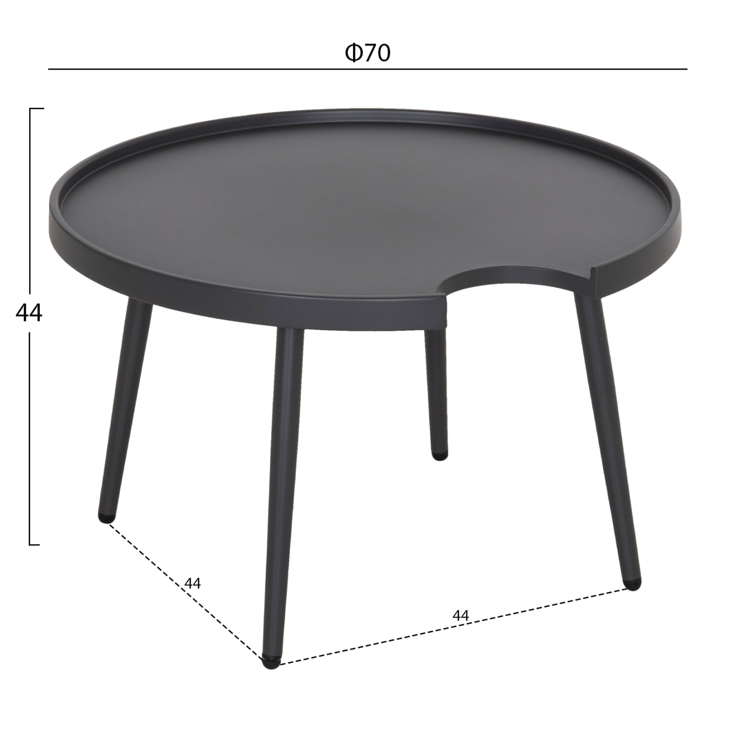 Outdoor Round Coffee Table Teroc Hm6434.01 Aluminum In Grey Φ70x44hcm