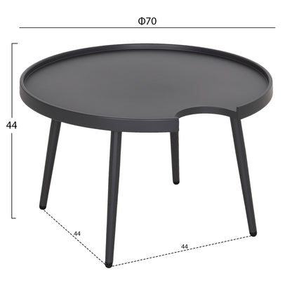 Outdoor Round Coffee Table Teroc Hm6434.01 Aluminum In Grey Φ70x44hcm