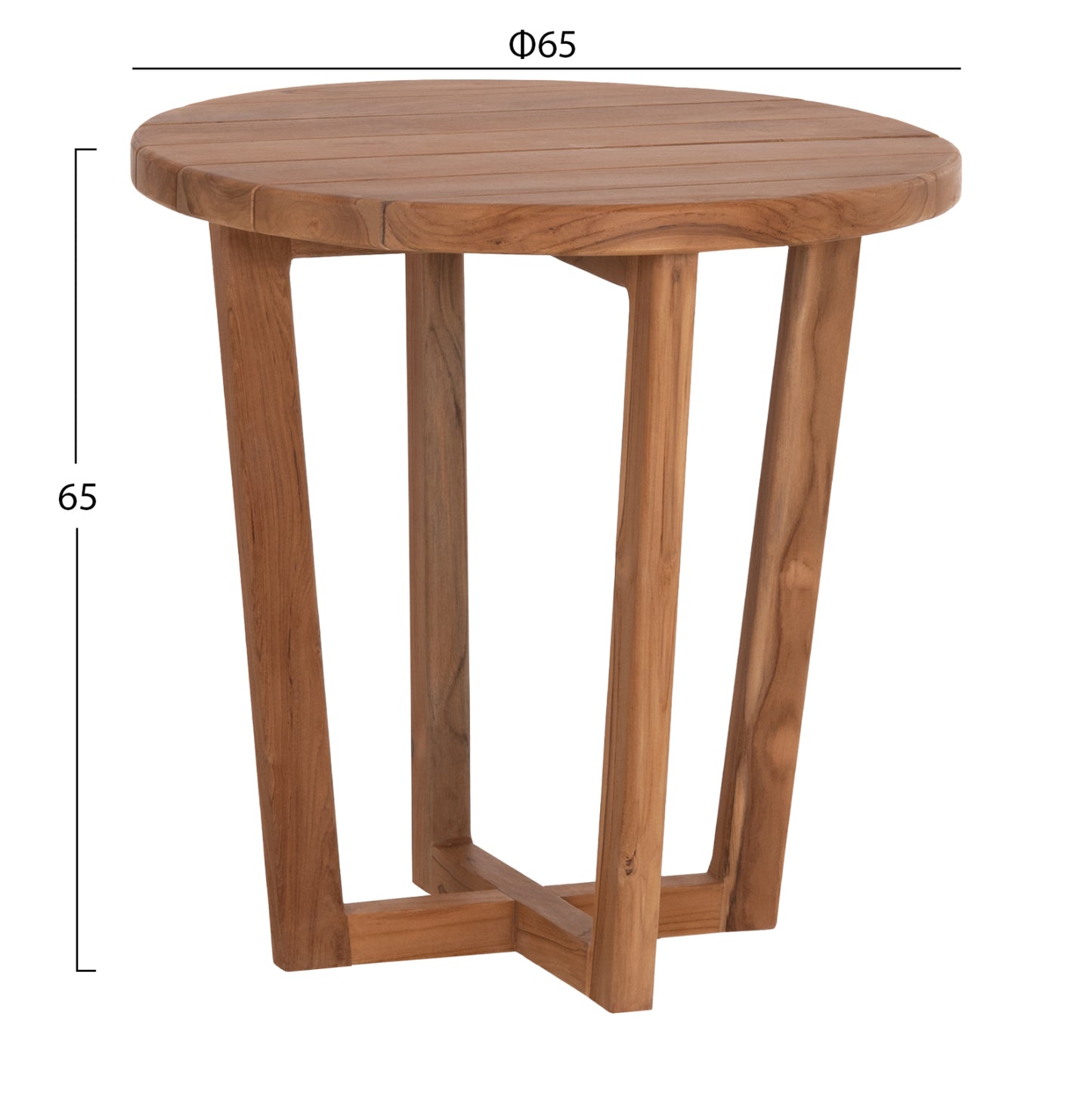 Side Table Round Kolin Hm6650 Teak Wood In Natural Color Φ65x65hcm.