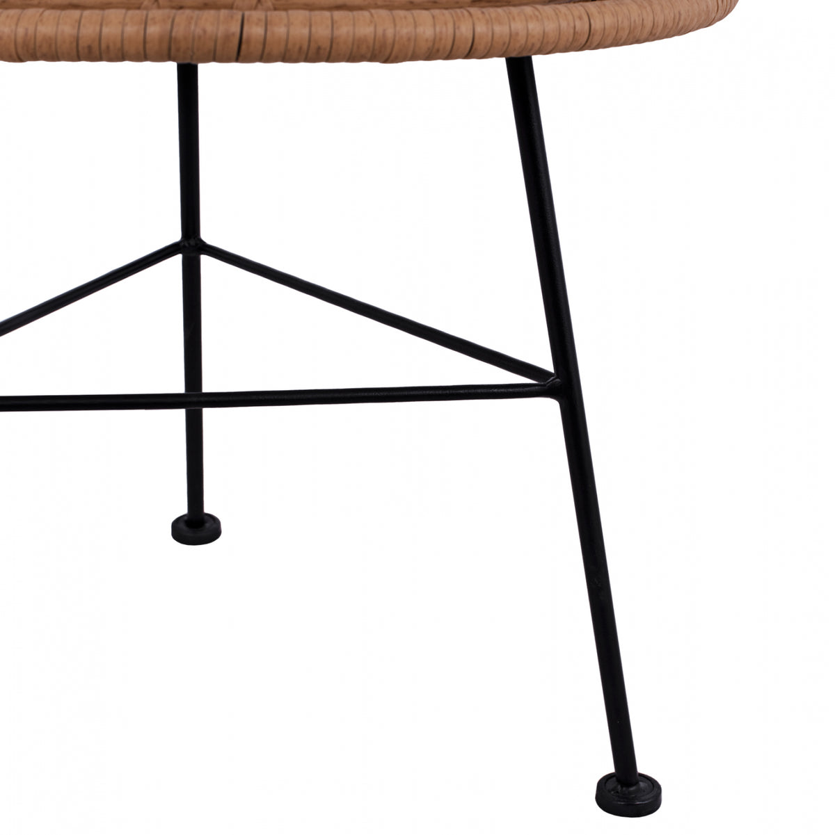 Metallic Table Allegra Hm5459 With Wicker In Beige Color And Glass