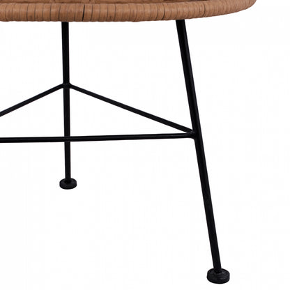 Metallic Table Allegra Hm5459 With Wicker In Beige Color And Glass