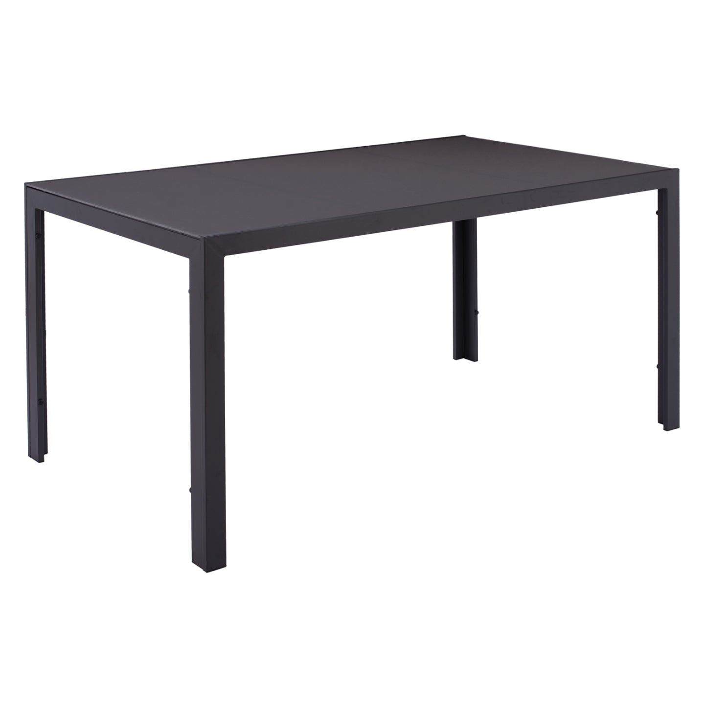 Metallic Table In Grey With Grey Glass 150x90x75cm Hm5767.01