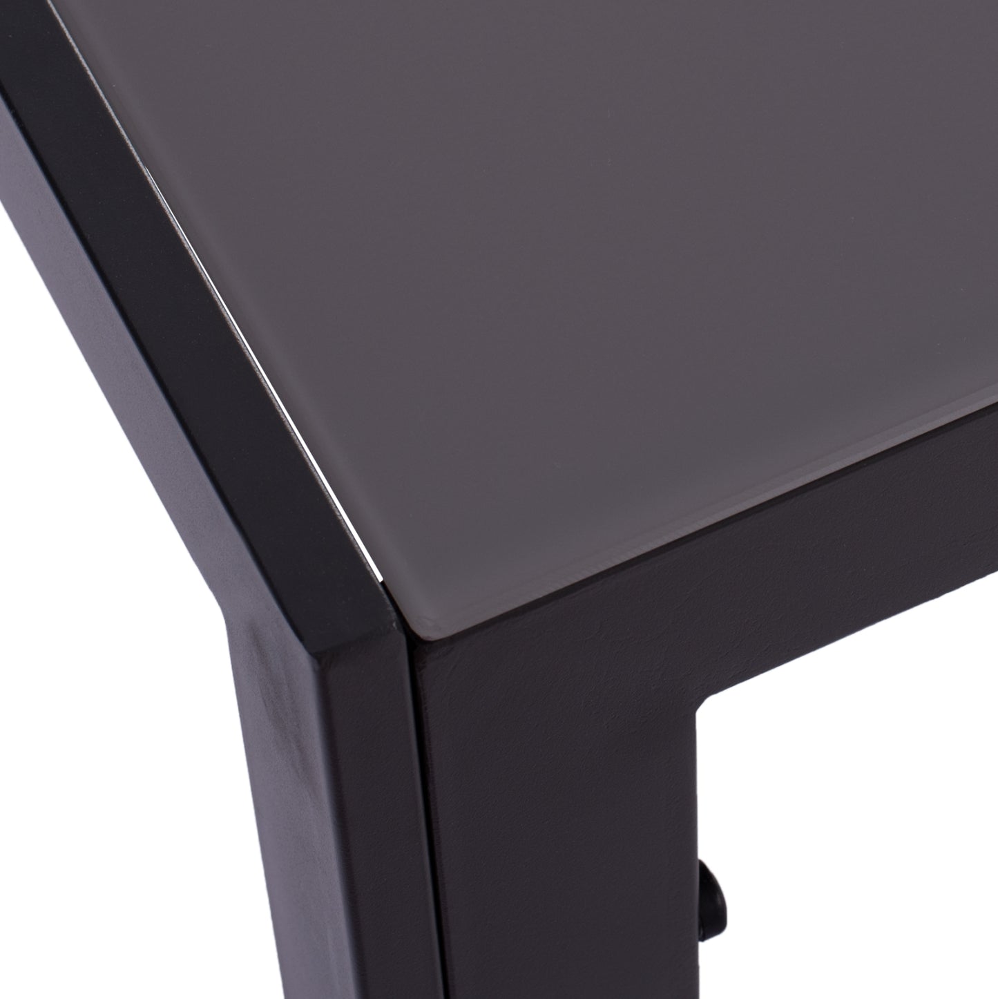 Metallic Table In Grey With Grey Glass 150x90x75cm Hm5767.01