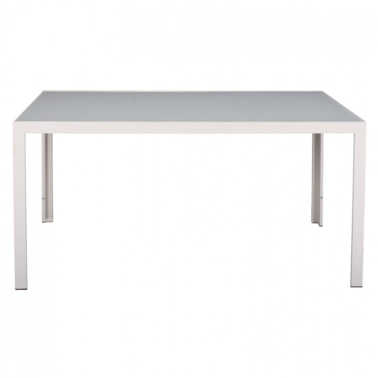 Metallic Table Ice White With Glass Hm5767.03 150x90Χ75cm.