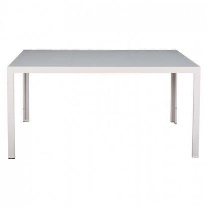 Metallic Table Ice White With Glass Hm5767.03 150x90Χ75cm.