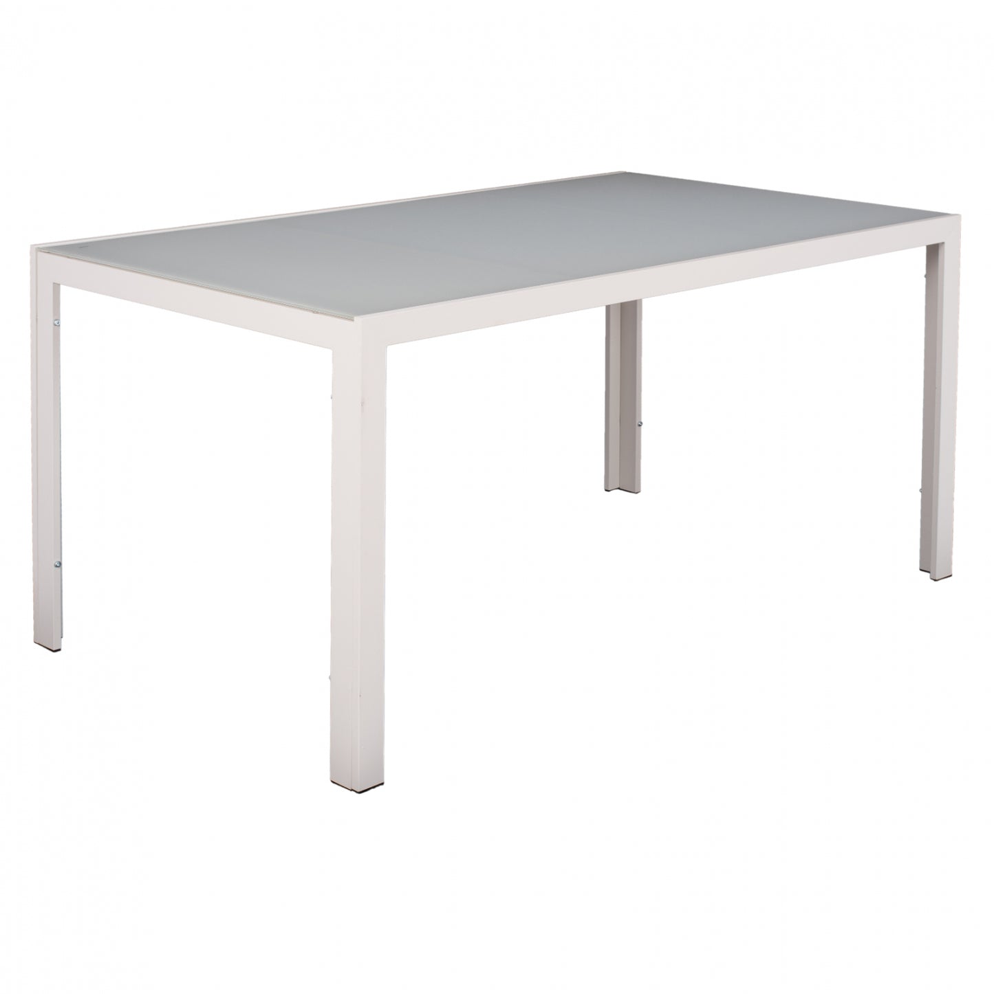 Metallic Table Ice White With Glass Hm5767.03 150x90Χ75cm.