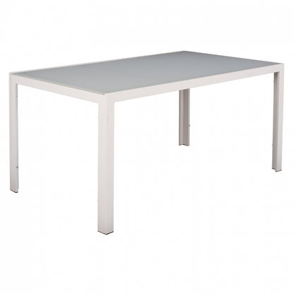 Metallic Table Ice White With Glass Hm5767.03 150x90Χ75cm.