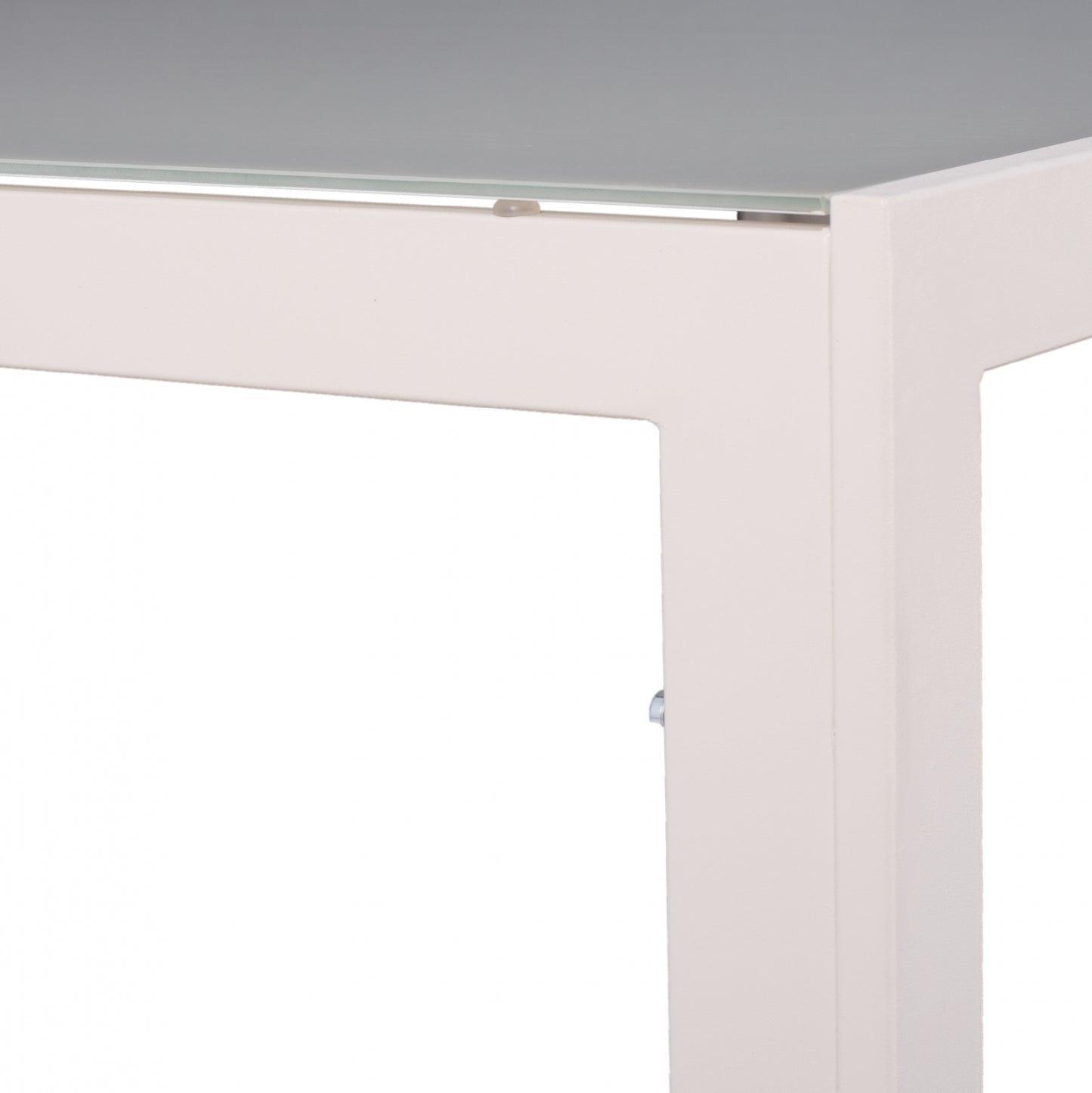 Metallic Table Ice White With Glass Hm5767.03 150x90Χ75cm.