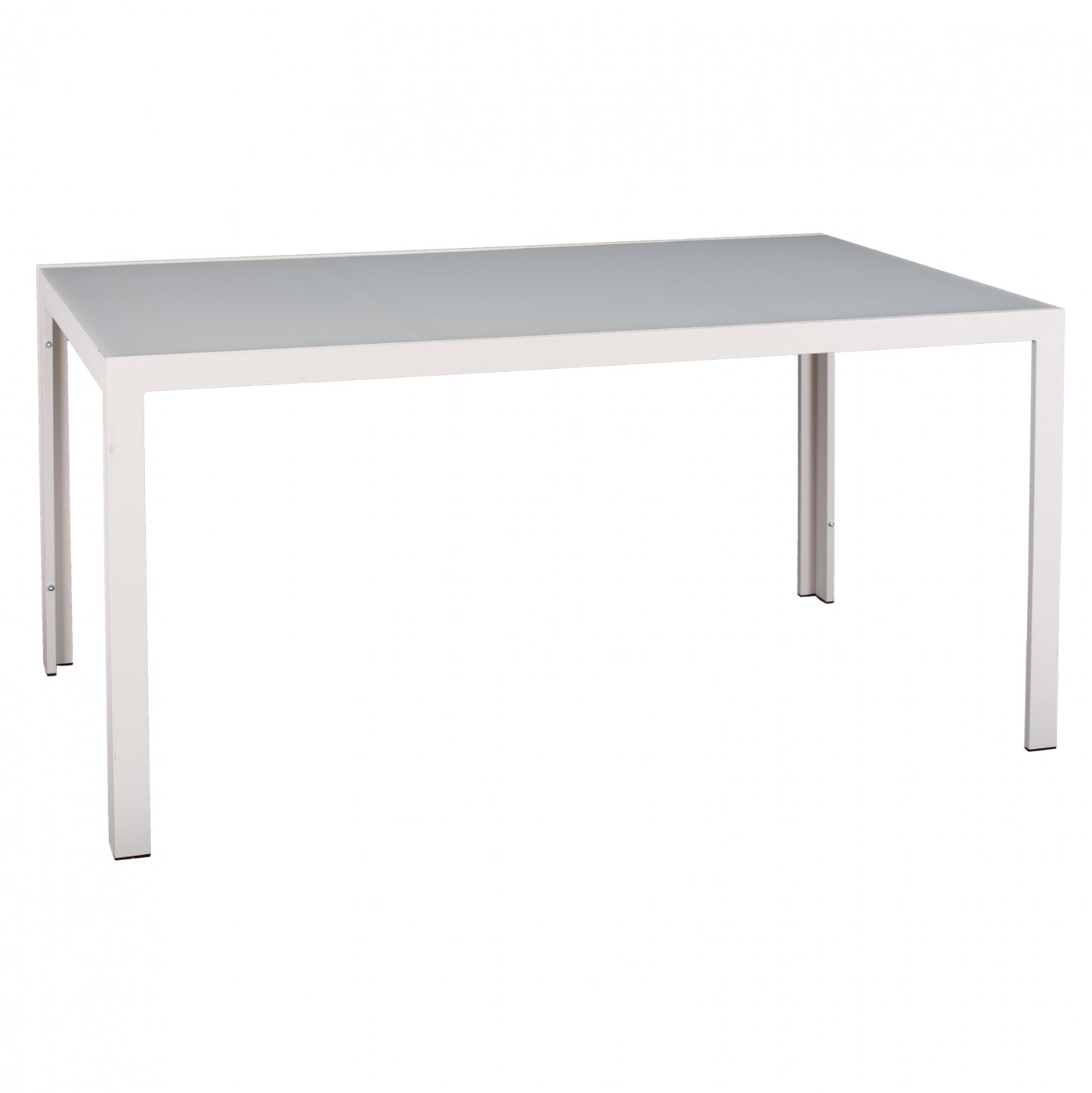 Metallic Table Ice White With Glass Hm5767.03 150x90Χ75cm.