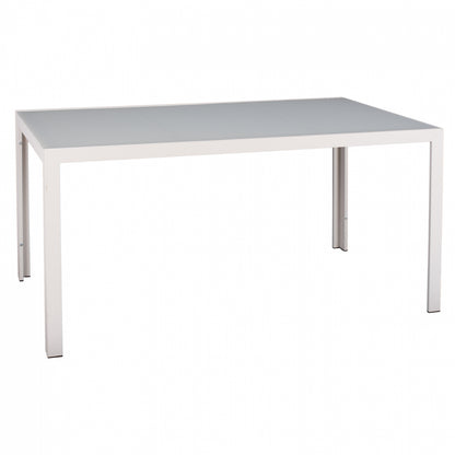 Metallic Table Ice White With Glass Hm5767.03 150x90Χ75cm.