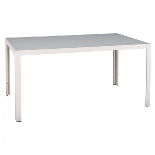 Metallic Table Ice White With Glass Hm5767.03 150x90Χ75cm.