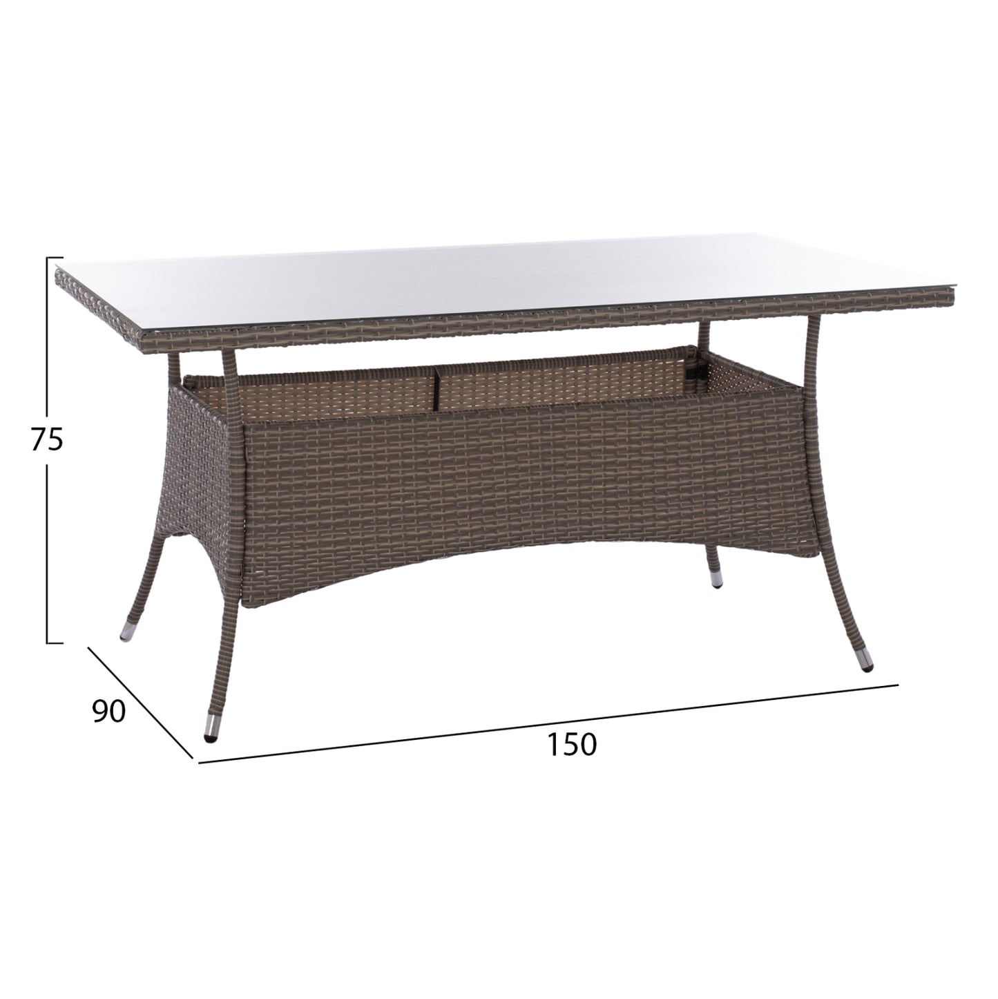 ΤΡΑΠΕΖΙ ΜΕΤΑΛΛΙΚΟ Minsk Rattan ΓΚΡΙ Hm5507.01 150x90x75Υ εκ.
