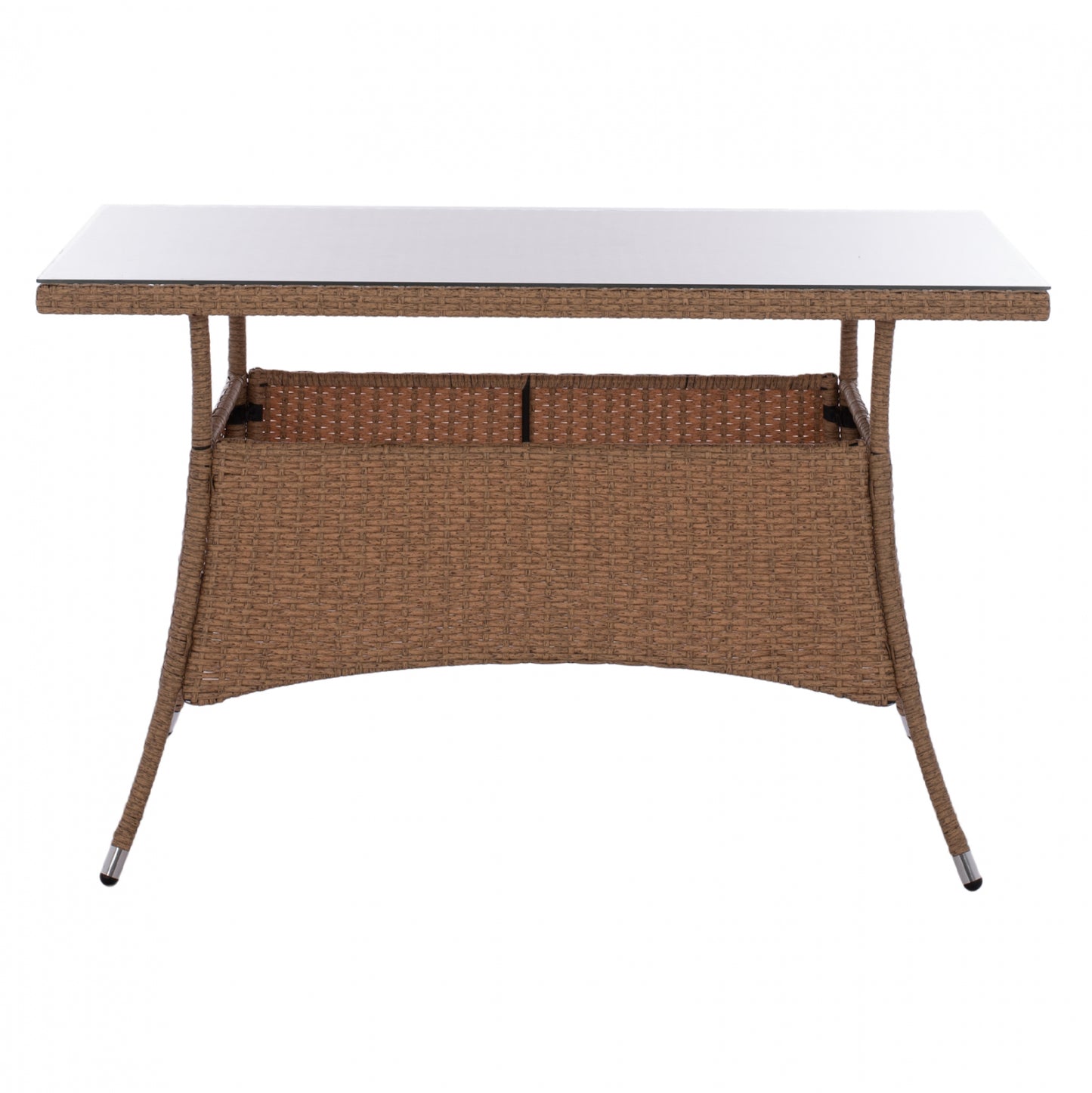 ΤΡΑΠΕΖΙ ΜΕΤΑΛΛΙΚΟ Military Rattan ΜΠΕΖ ΚΑΦΕ Hm5141.32 120x70x75Υ εκ.