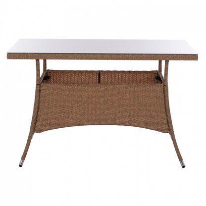 ΤΡΑΠΕΖΙ ΜΕΤΑΛΛΙΚΟ Military Rattan ΜΠΕΖ ΚΑΦΕ Hm5141.32 120x70x75Υ εκ.