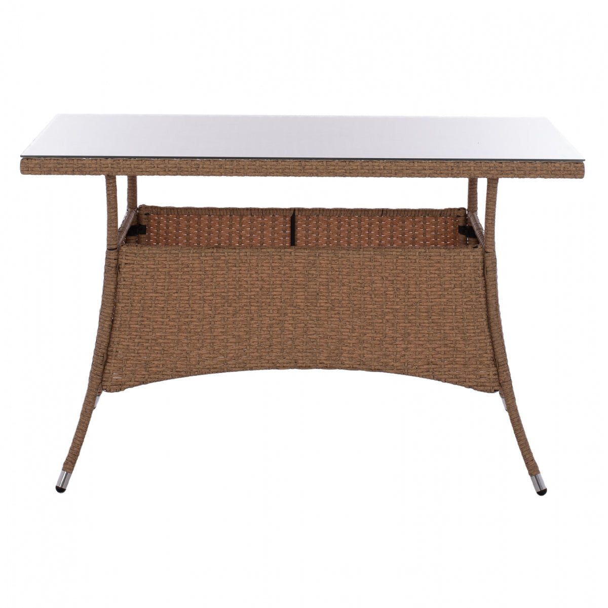 ΤΡΑΠΕΖΙ ΜΕΤΑΛΛΙΚΟ Military Rattan ΜΠΕΖ ΚΑΦΕ Hm5141.32 120x70x75Υ εκ.