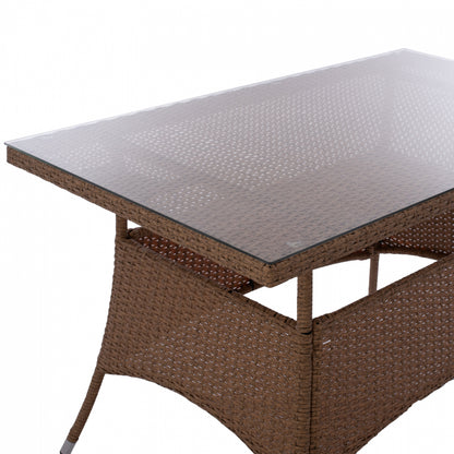 ΤΡΑΠΕΖΙ ΜΕΤΑΛΛΙΚΟ Military Rattan ΜΠΕΖ ΚΑΦΕ Hm5141.32 120x70x75Υ εκ.
