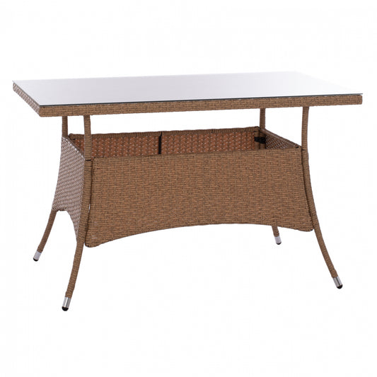 ΤΡΑΠΕΖΙ ΜΕΤΑΛΛΙΚΟ Military Rattan ΜΠΕΖ ΚΑΦΕ Hm5141.32 120x70x75Υ εκ.