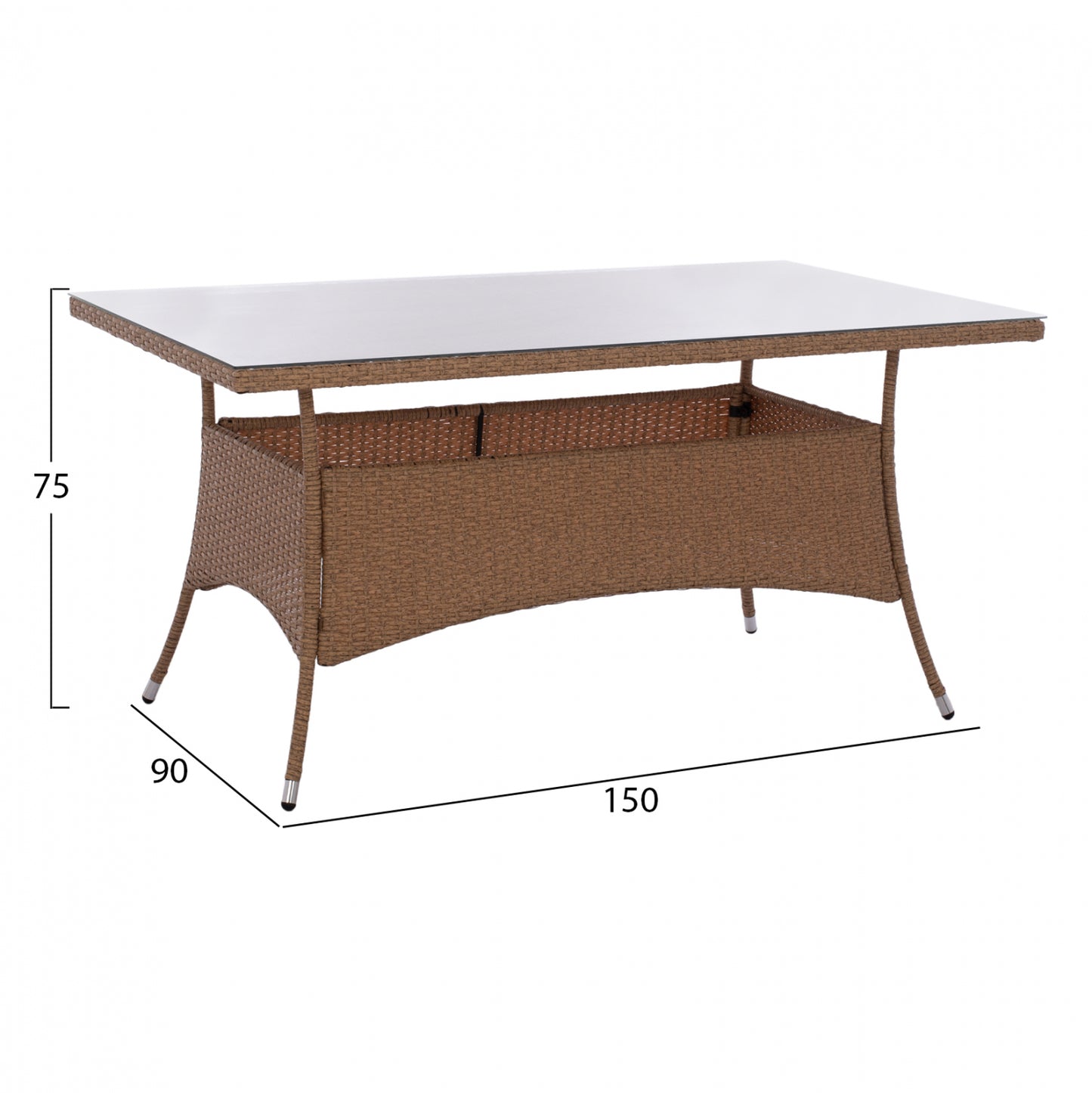 ΤΡΑΠΕΖΙ ΜΕΤΑΛΛΙΚΟ Minsk Rattan ΜΠΕΖ ΚΑΦΕ Hm5507.02 150x90x75 εκ.