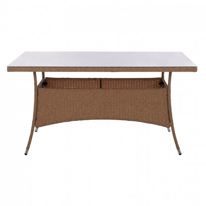 ΤΡΑΠΕΖΙ ΜΕΤΑΛΛΙΚΟ Minsk Rattan ΜΠΕΖ ΚΑΦΕ Hm5507.02 150x90x75 εκ.