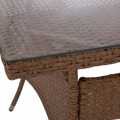 ΤΡΑΠΕΖΙ ΜΕΤΑΛΛΙΚΟ Minsk Rattan ΜΠΕΖ ΚΑΦΕ Hm5507.02 150x90x75 εκ.
