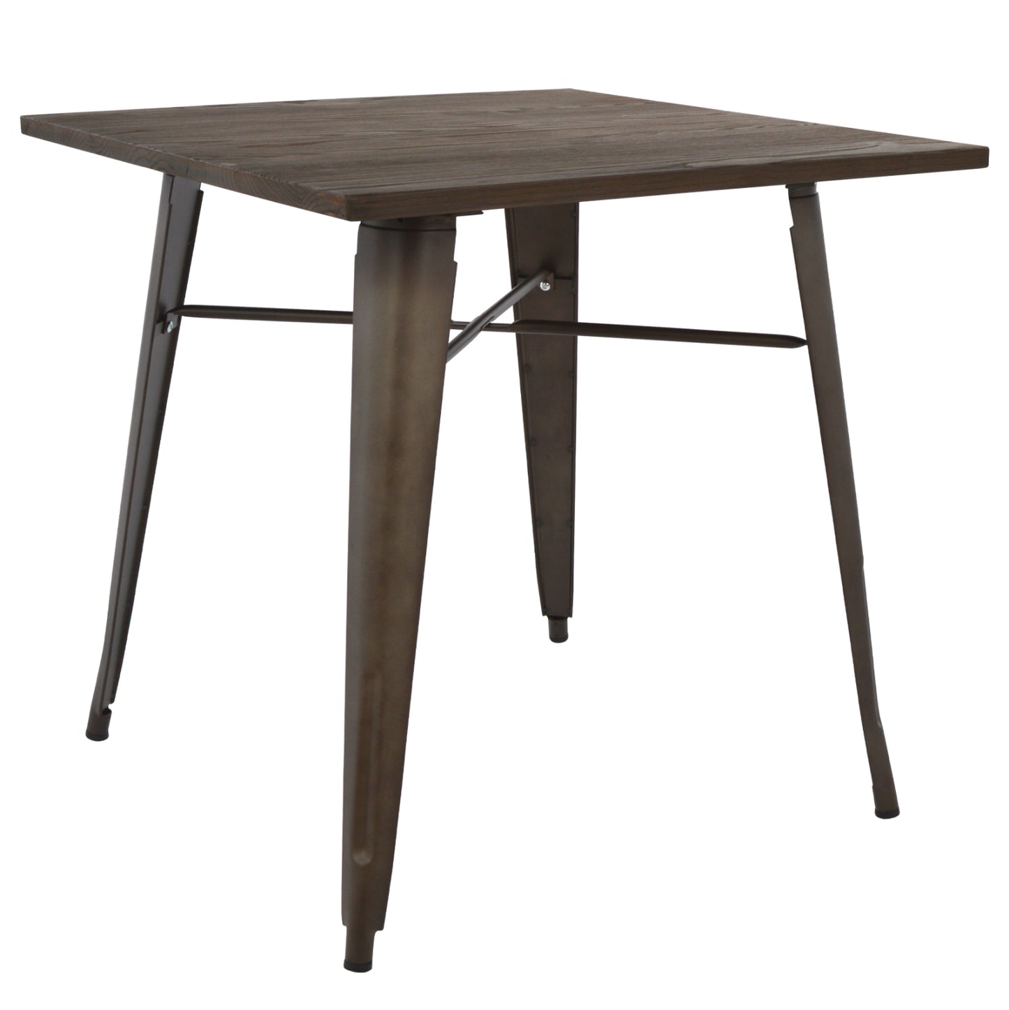Metal Table In Rusty Color And Wood Hm0611.04 80x80x76cm