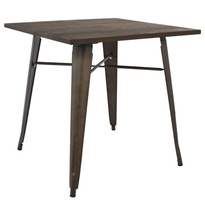 Metal Table In Rusty Color And Wood Hm0611.04 80x80x76cm