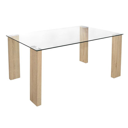Dining Table Morgan 140x80x75cm Hm0083.01 Glass With Wooden Legs