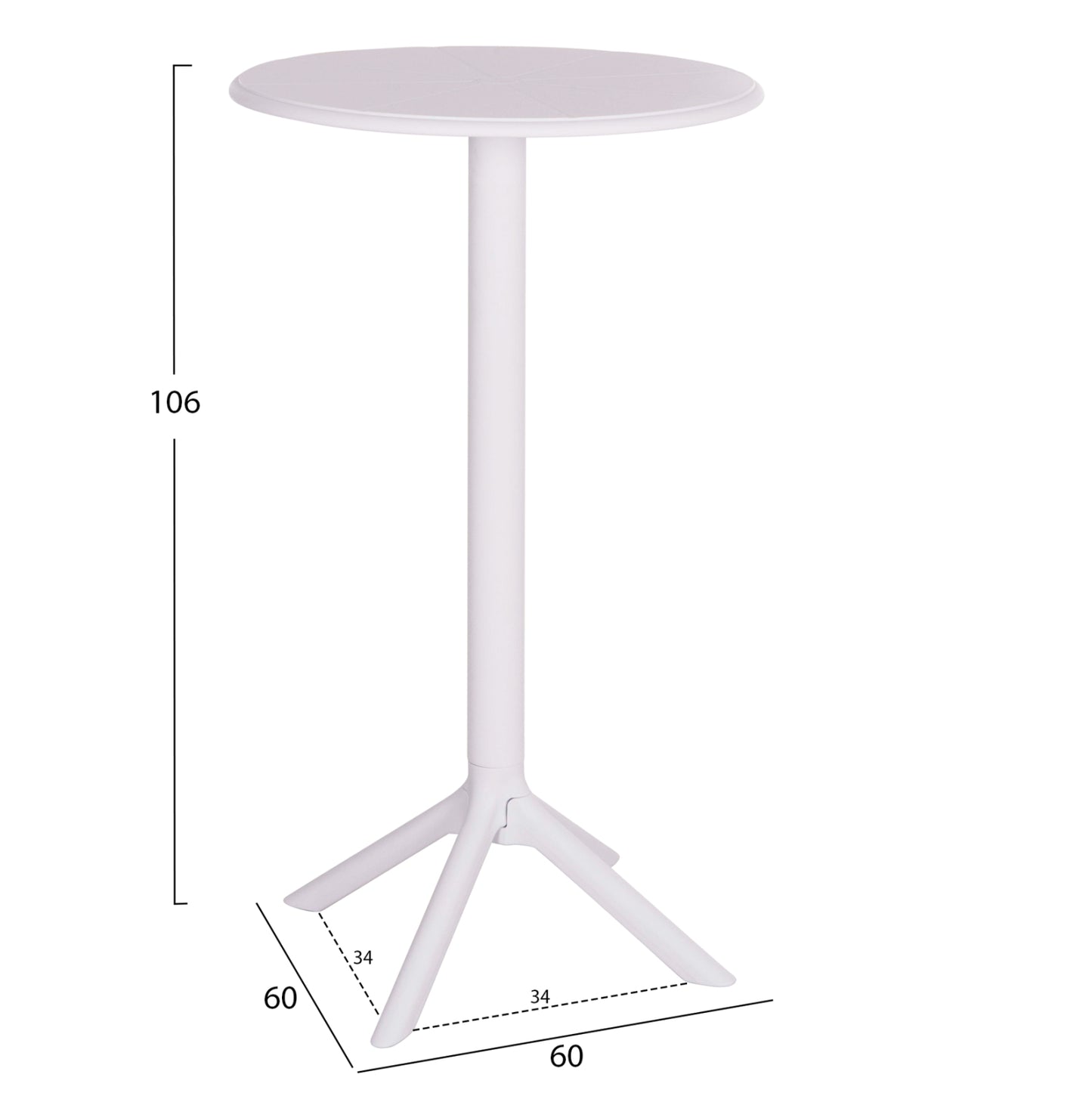 Bar Table Round Terrin Hm6126.11 Polypropylene White Φ60x106hcm.