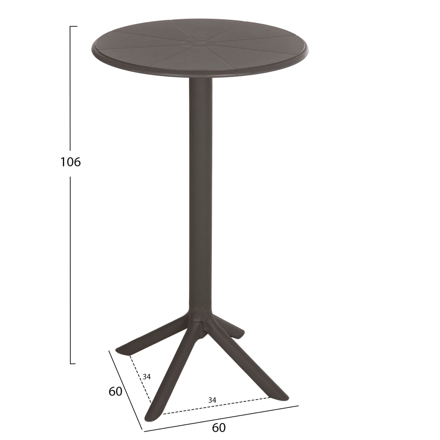 Bar Table Round Terrin Hm6126.15 Polypropylene In Dark Olive Green Φ60x106hcm.