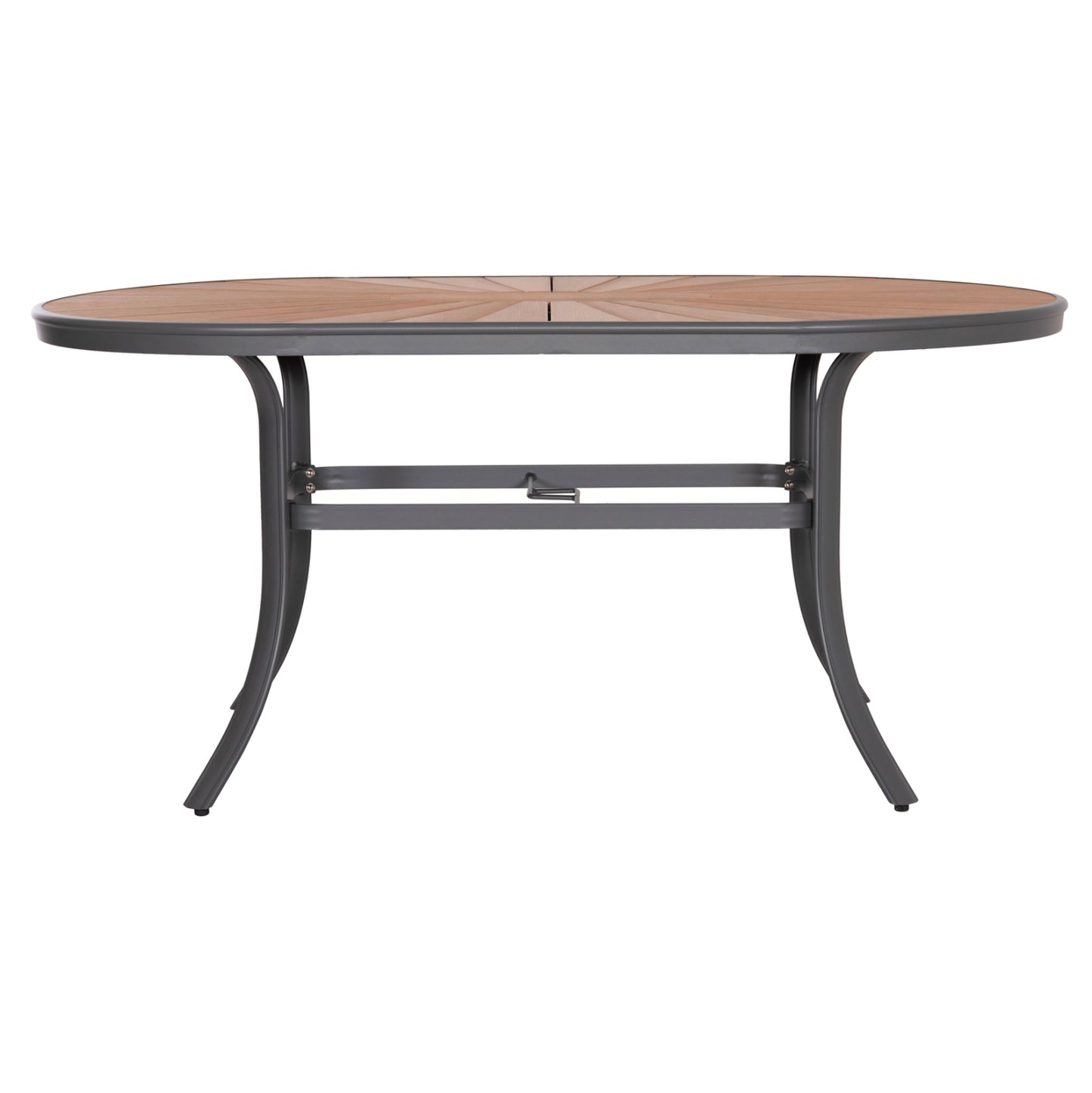 Outdoor Oval Dining Table Telamo Hm6288.01 Anthracite Aluminum-polywood In Natural 160x90x73,5hcm.