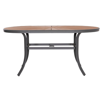 Outdoor Oval Dining Table Telamo Hm6288.01 Anthracite Aluminum-polywood In Natural 160x90x73,5hcm.
