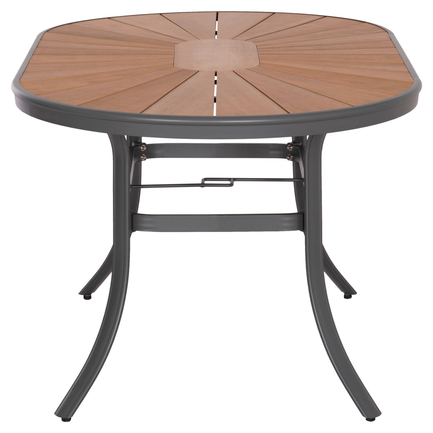 Outdoor Oval Dining Table Telamo Hm6288.01 Anthracite Aluminum-polywood In Natural 160x90x73,5hcm.