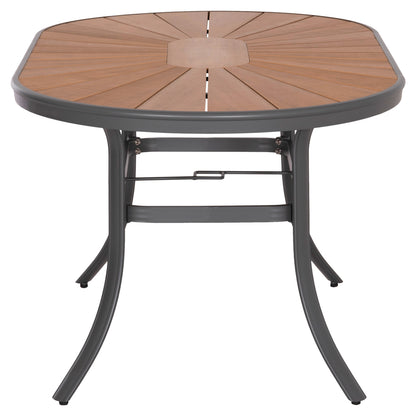 Outdoor Oval Dining Table Telamo Hm6288.01 Anthracite Aluminum-polywood In Natural 160x90x73,5hcm.
