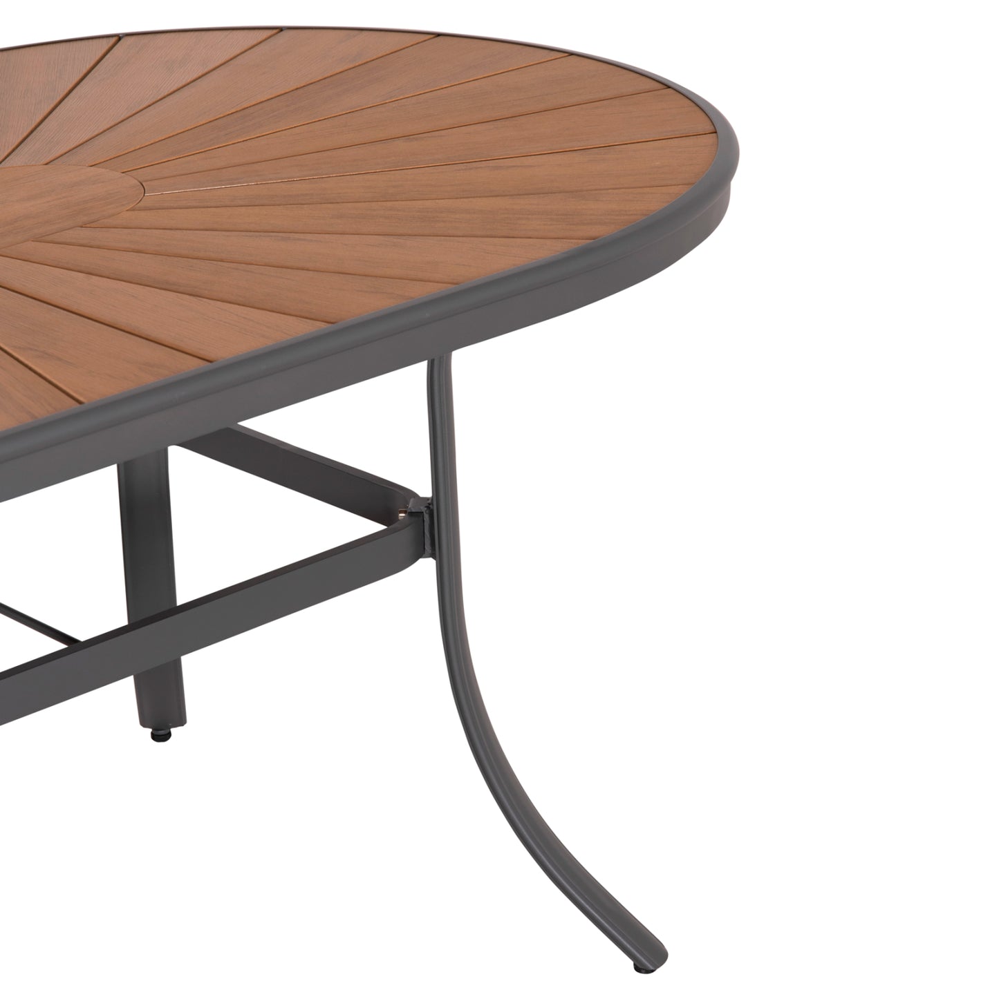 Outdoor Oval Dining Table Telamo Hm6288.01 Anthracite Aluminum-polywood In Natural 160x90x73,5hcm.