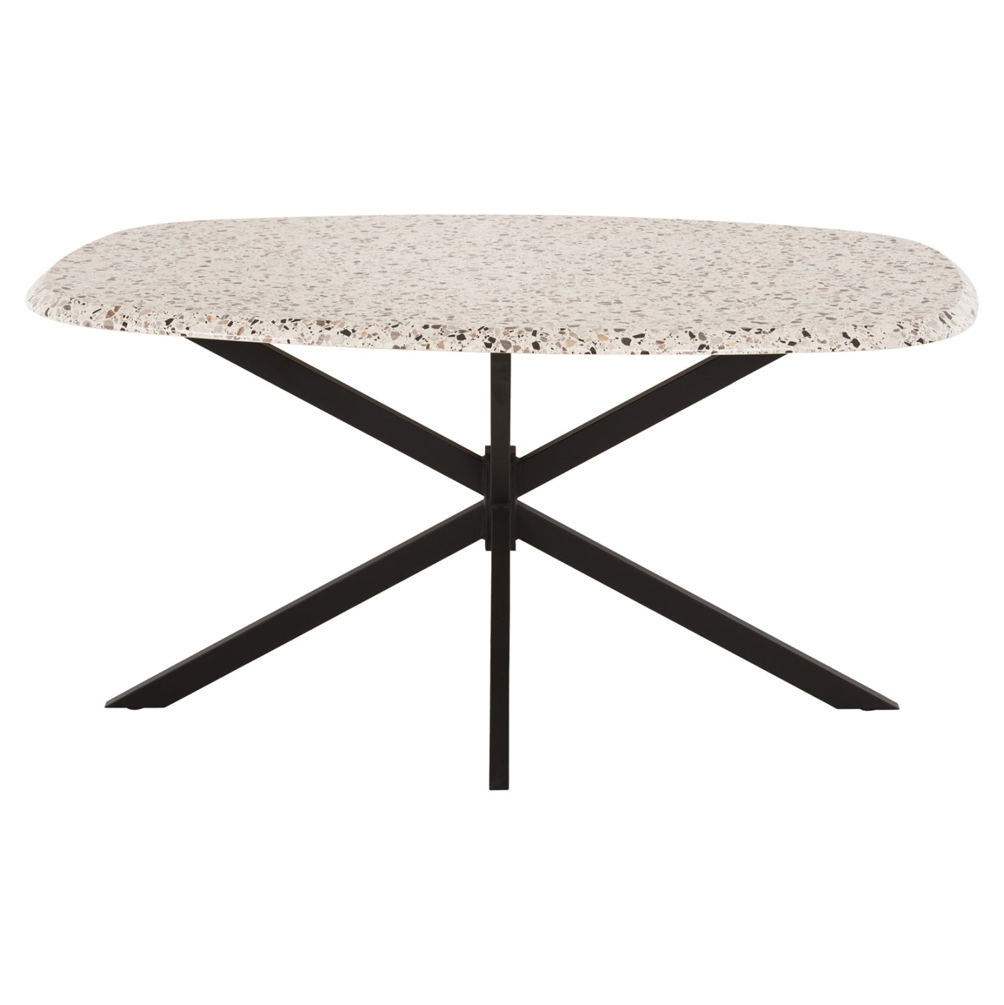 Dining Table Oval Rodden Hm11903.03 Werzalit Tabletop In Terrazzo Color-black Metal Base 146x94x75hcm.