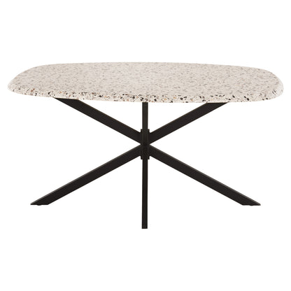 Dining Table Oval Rodden Hm11903.03 Werzalit Tabletop In Terrazzo Color-black Metal Base 146x94x75hcm.