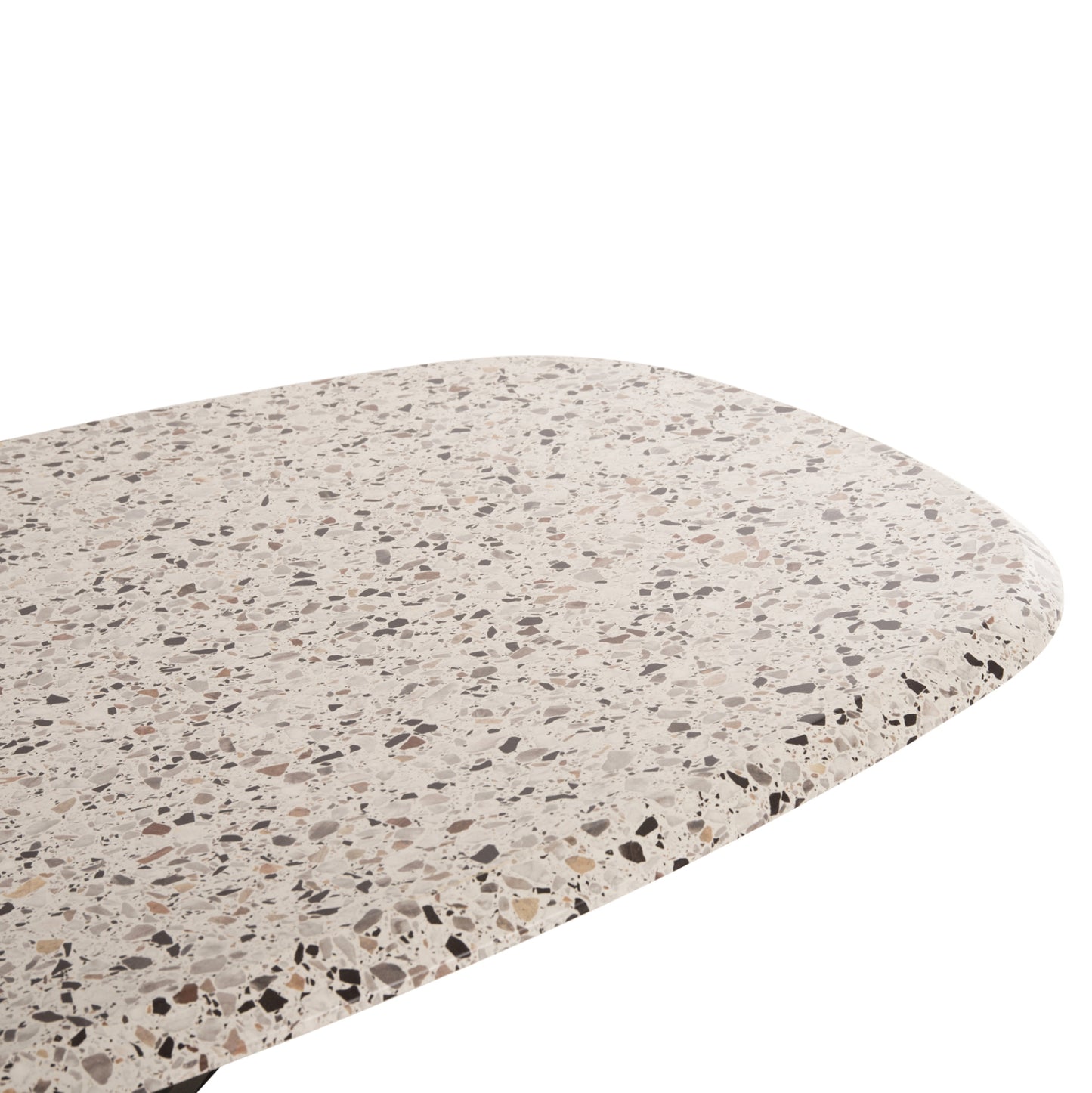Dining Table Oval Rodden Hm11903.03 Werzalit Tabletop In Terrazzo Color-black Metal Base 146x94x75hcm.