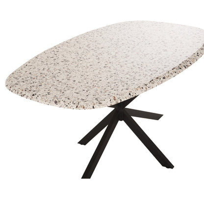 Dining Table Oval Rodden Hm11903.03 Werzalit Tabletop In Terrazzo Color-black Metal Base 146x94x75hcm.