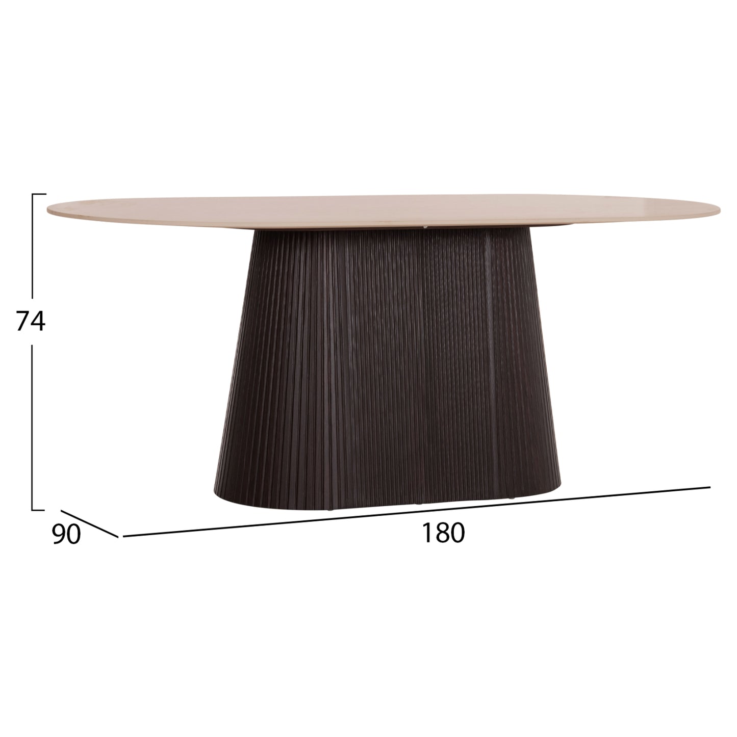 Dining Table Oval Cater Hm18320 Ceramic Top In Travertine Stone Look--mdf Base 180x90x74hcm.