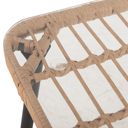 Dining Table Rectangular Allegra Hm5537.11 Black Metal-p.e. Rattan In Natural 139,5x79,5x73hcm.