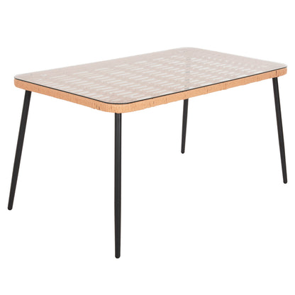 Dining Table Rectangular Allegra Hm5537.11 Black Metal-p.e. Rattan In Natural 139,5x79,5x73hcm.