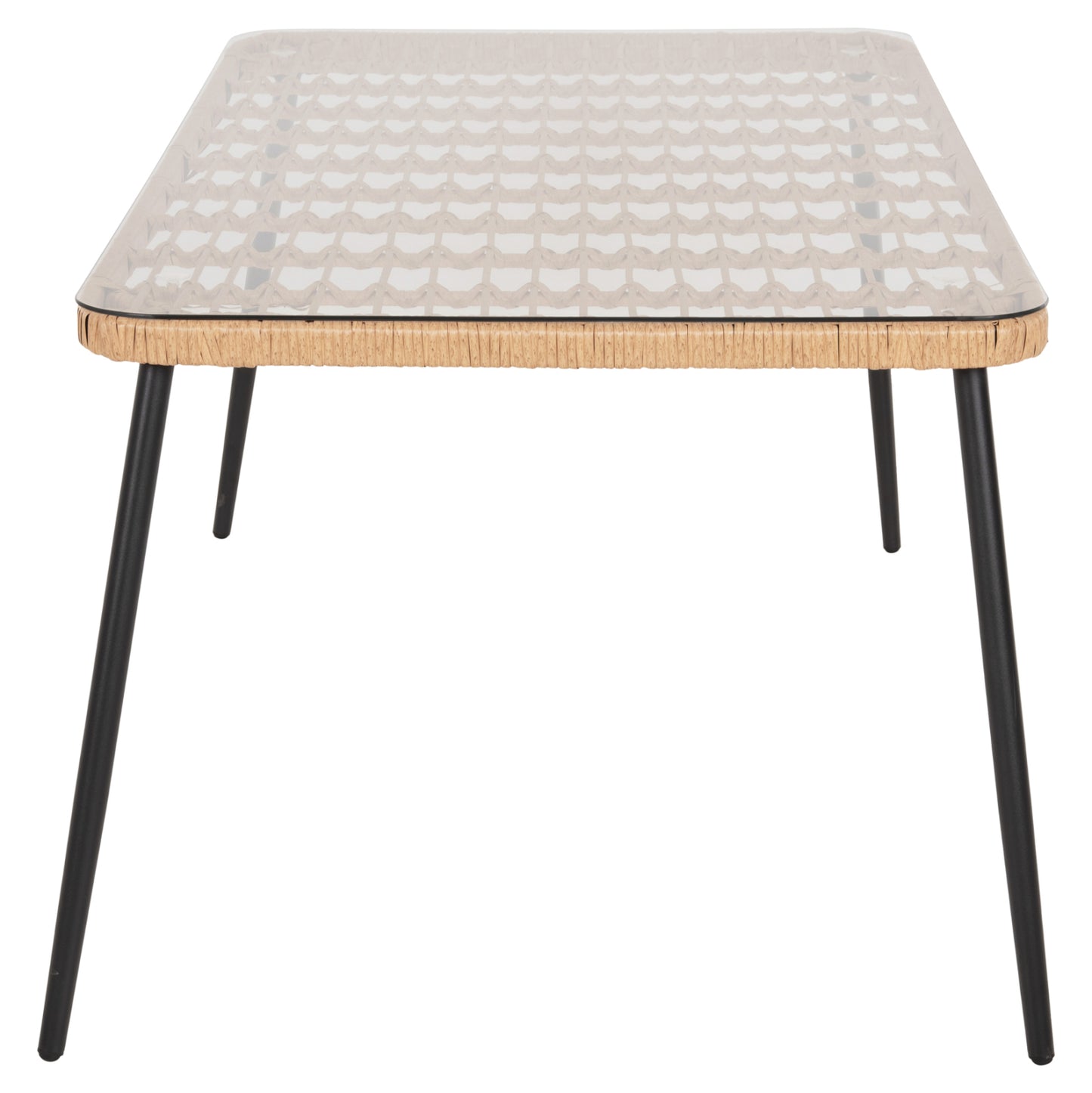 Dining Table Rectangular Allegra Hm5538.11 Black Metal-p.e. Rattan In Natural 159,5x89,5x72hcm.