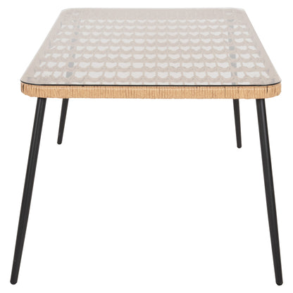 Dining Table Rectangular Allegra Hm5538.11 Black Metal-p.e. Rattan In Natural 159,5x89,5x72hcm.